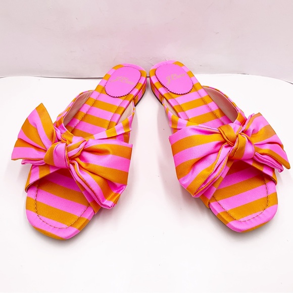 🆕{J. Crew} Abbie Striped Tie Silk Bow Sandals - Picture 3 of 16